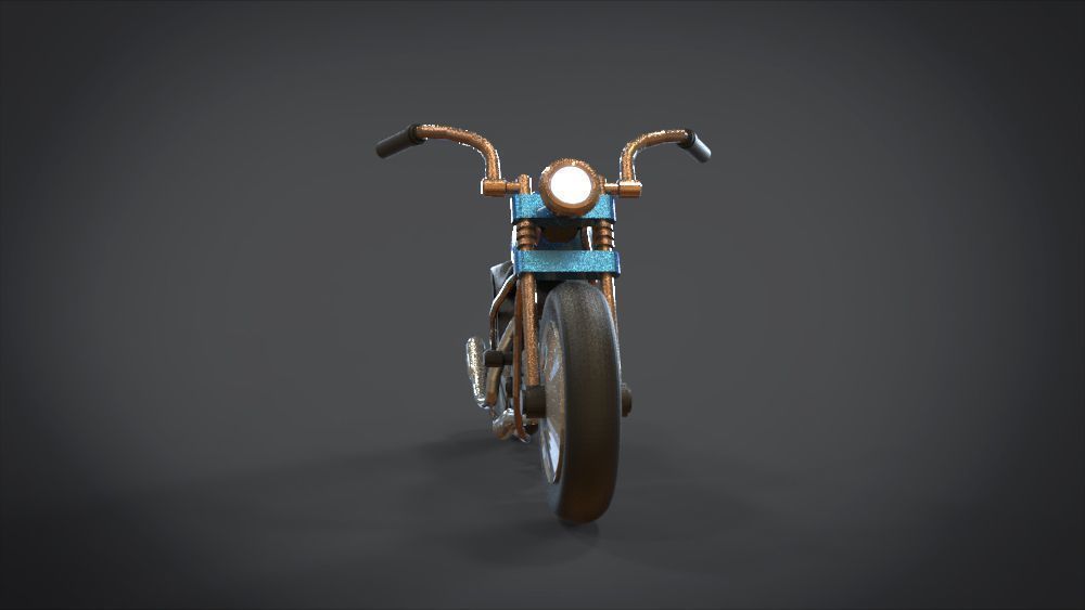Simple Chopper Motorcycle 3D Model Low-poly 3D model_1