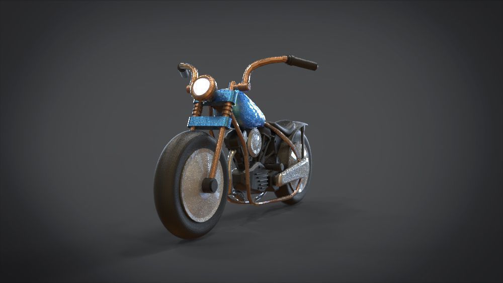 Simple Chopper Motorcycle 3D Model Low-poly 3D model_2