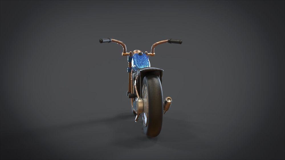 Simple Chopper Motorcycle 3D Model Low-poly 3D model_7