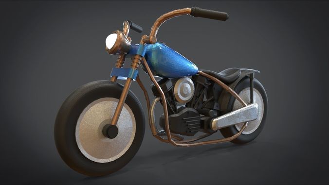 Simple Chopper Motorcycle 3D Model Low-poly 3D model