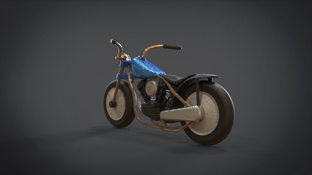 Simple Chopper Motorcycle 3D Model Low-poly 3D model_8