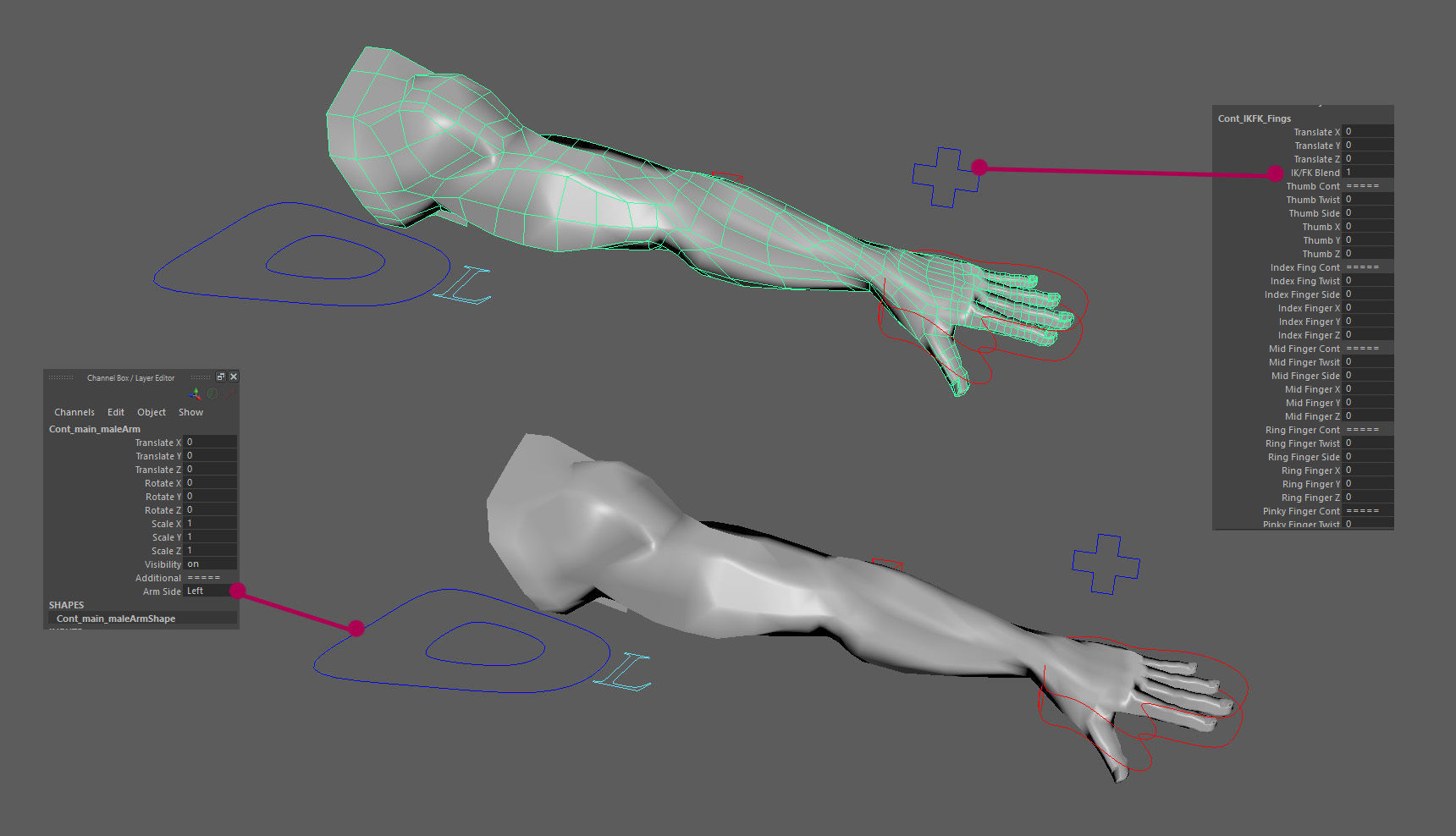 Male Arm Rig Low-poly 3D model_12