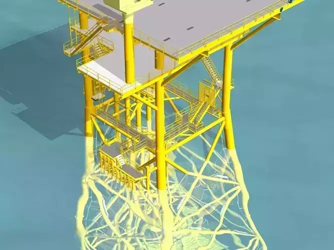 Offshore platform 4 pile Free 3D model