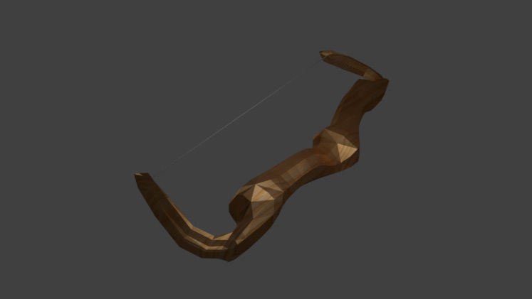 Wooden Bow  Free low-poly 3D model_1