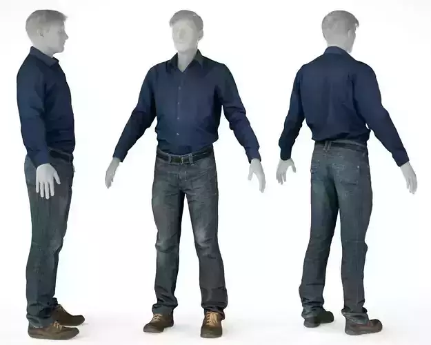 Male Casual Outfit 67 Shirt Pants Shoes Low-poly 3D model