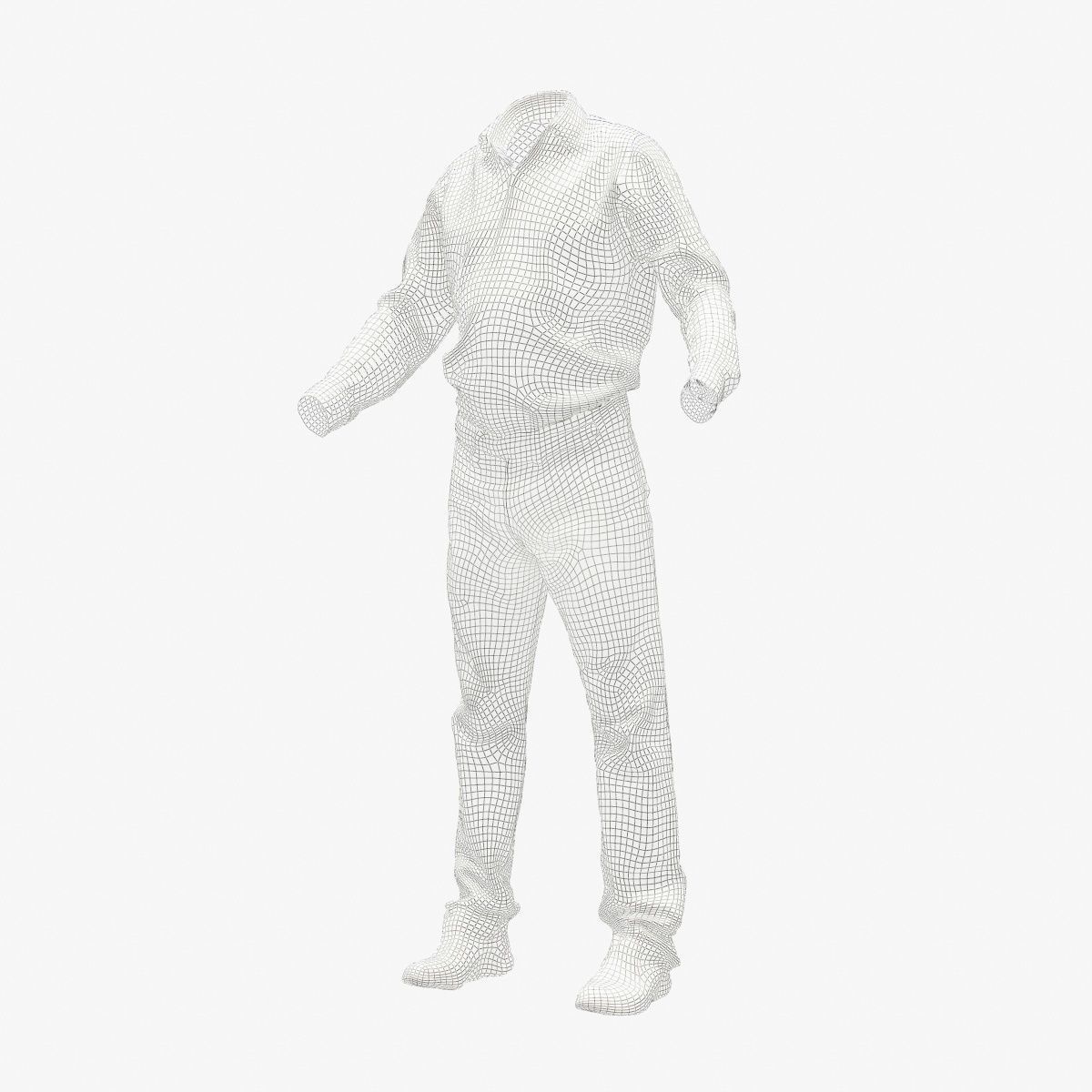 Male Casual Outfit 67 Shirt Pants Shoes Low-poly 3D model_9