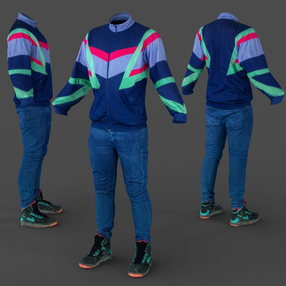 Male Casual Sports Outfit 68 Trainer Low-poly 3D model_2