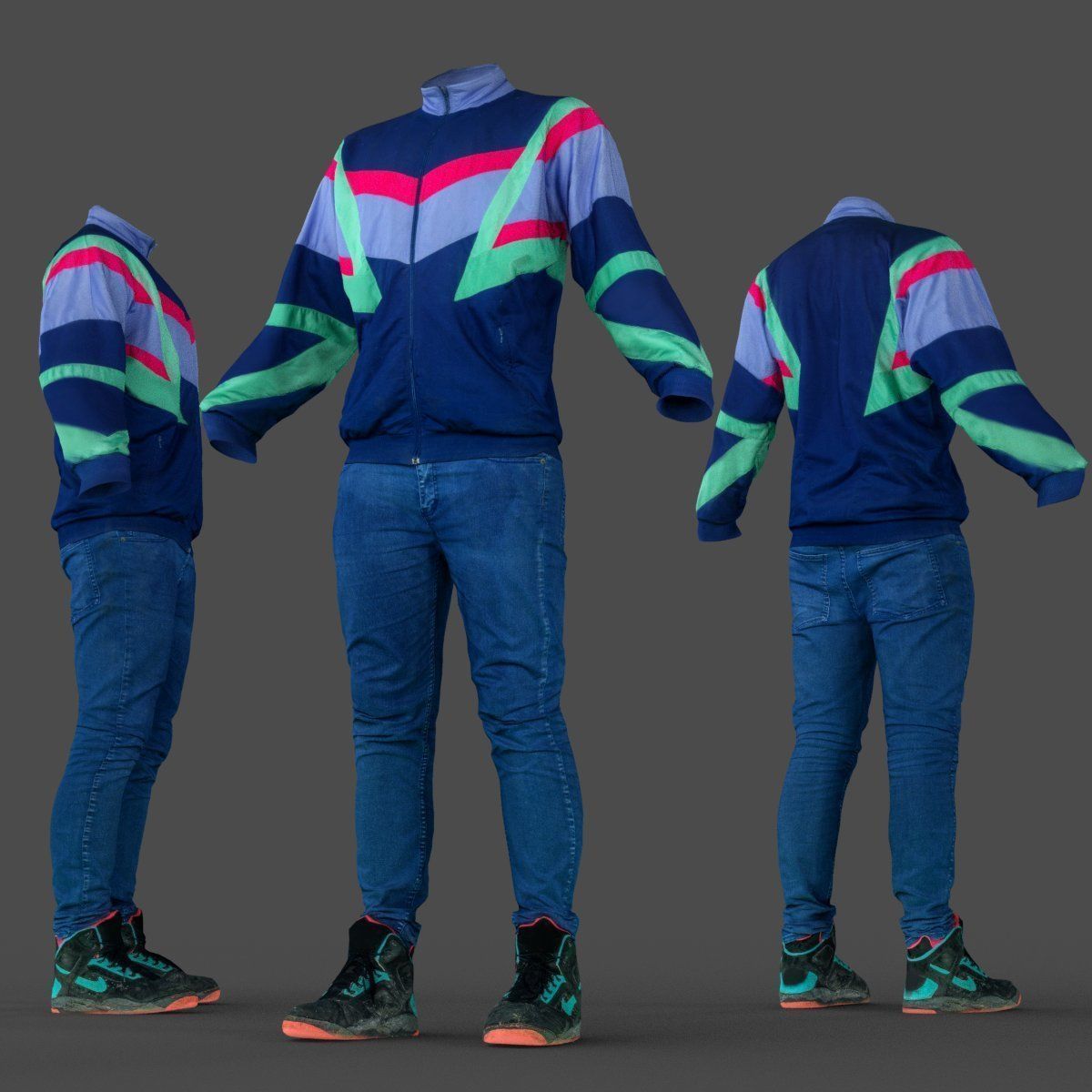 Male Casual Sports Outfit 68 Trainer Low-poly 3D model_6