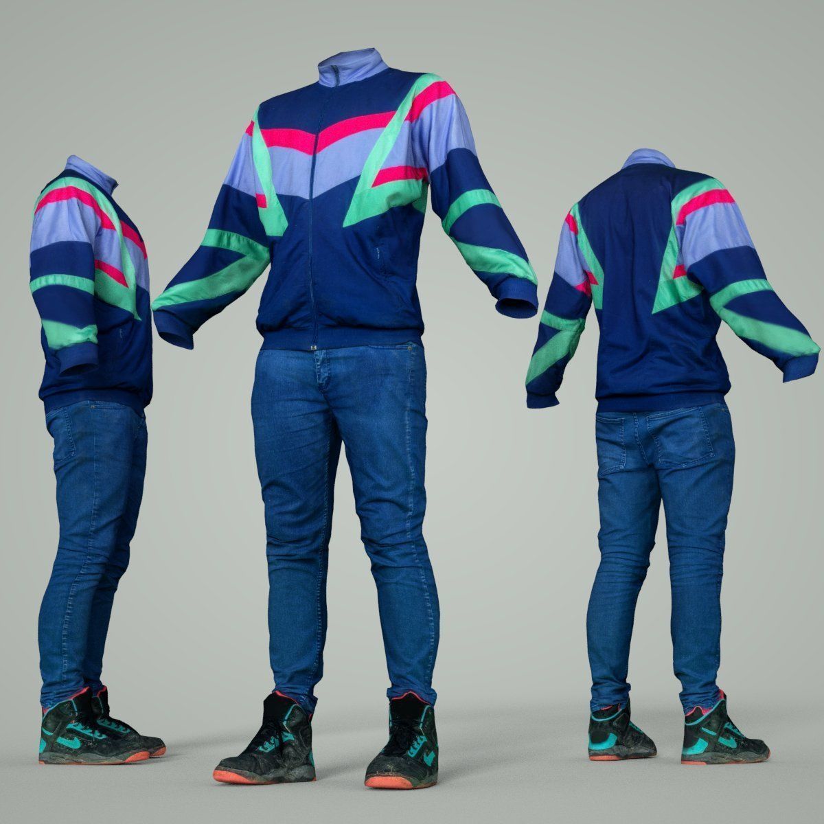 Male Casual Sports Outfit 68 Trainer Low-poly 3D model_5