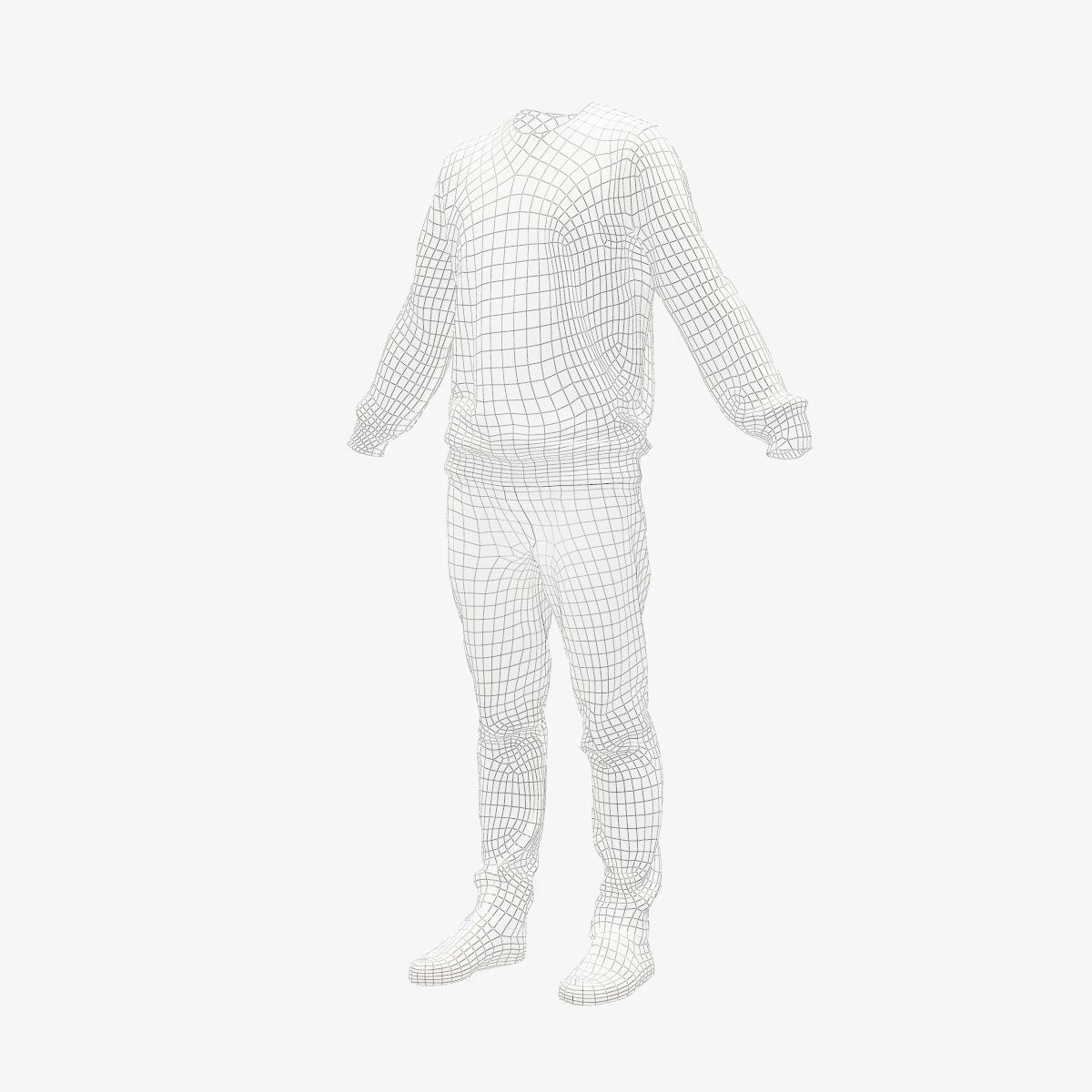 Male Casual Outfit 69 Pull Jeans Footwear Low-poly 3D model_9