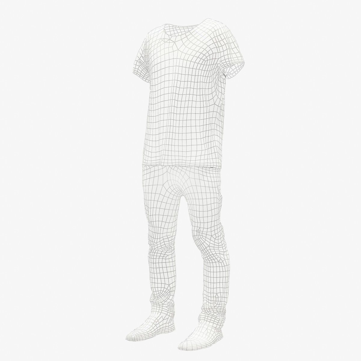 Male Casual Outfit 70 Shirt Trousers Shoes Low-poly 3D model_9