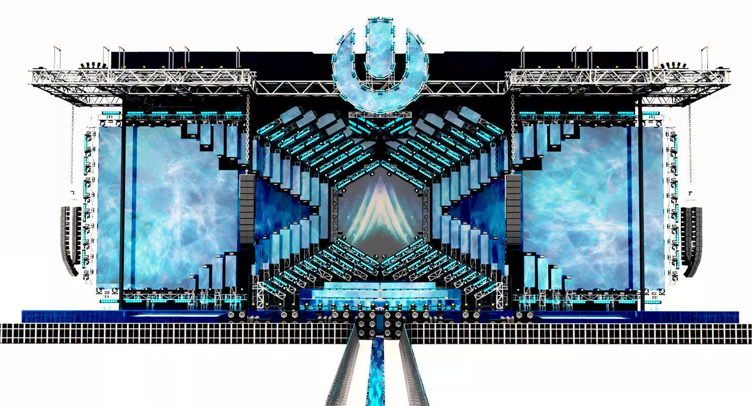 UMF Ultra Music Festival Miami Main Stage 2018 With Pioneer DJM Low-poly 3D model