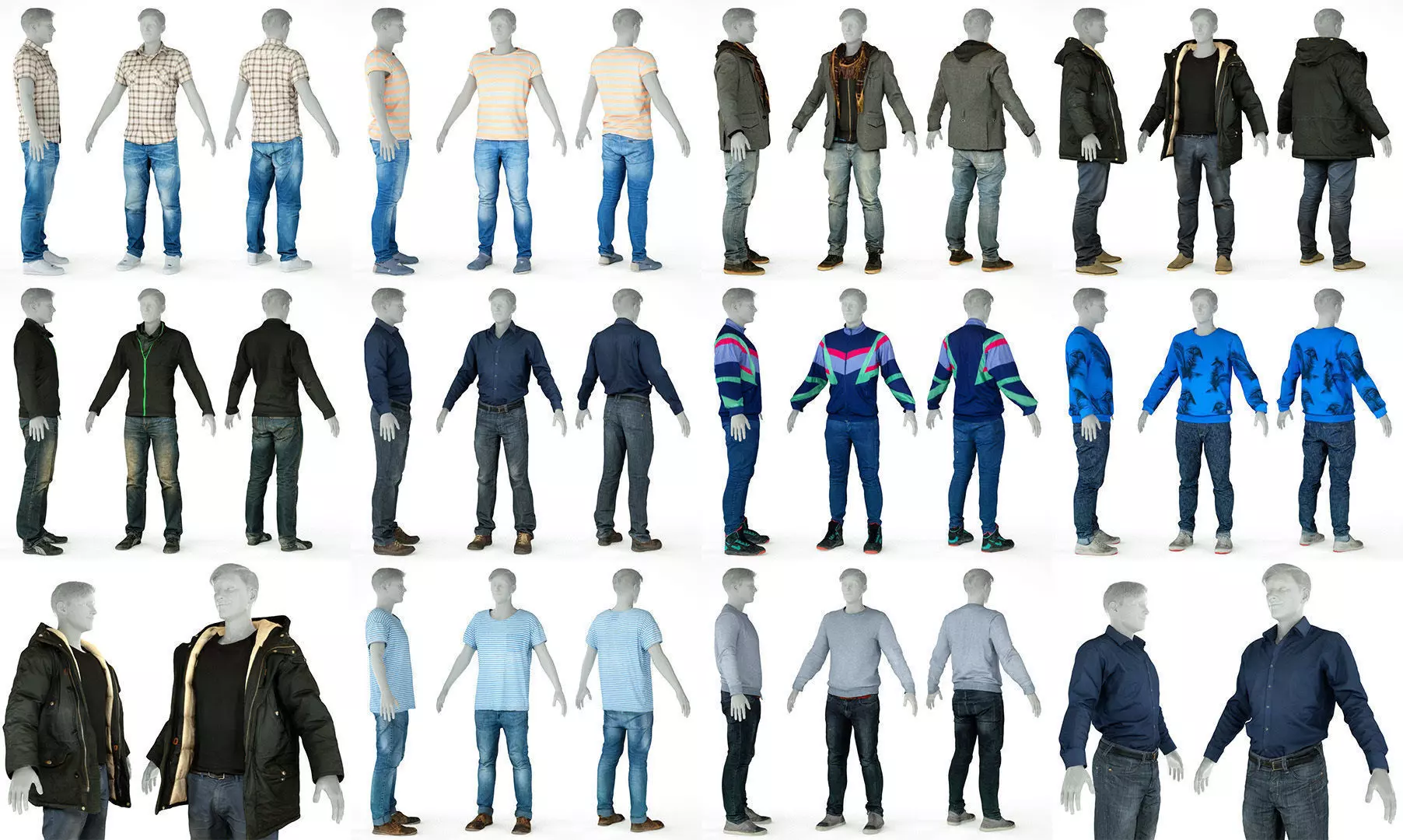 10 Casual Male Outfits V7 3D Model Collection_0