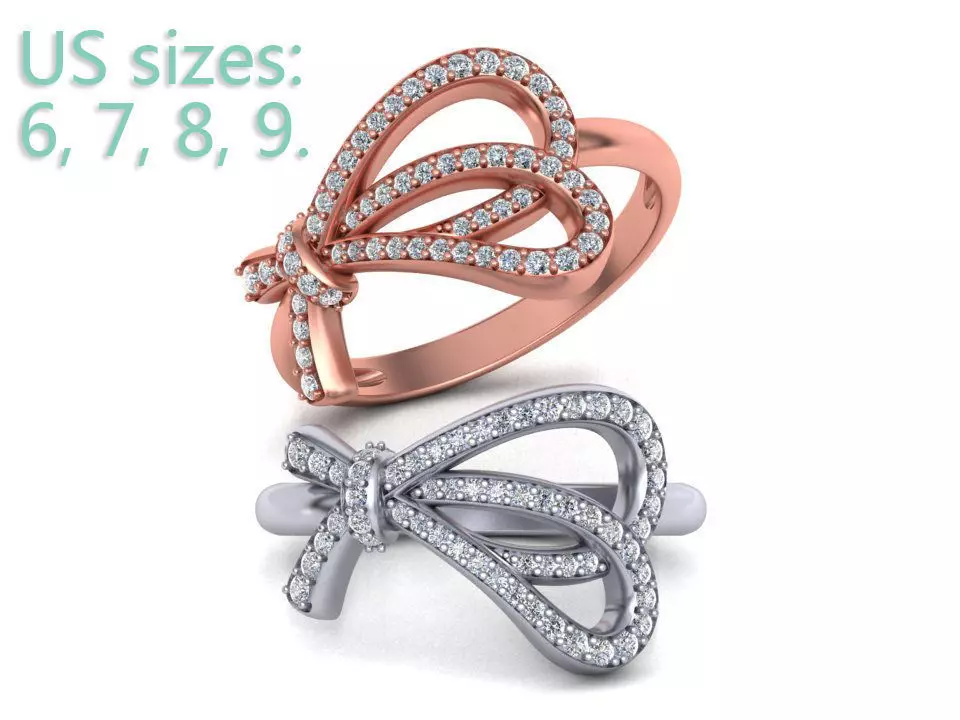 Bow-Knot T-delicate designing beautiful and simple ring N0276 3D print model_0