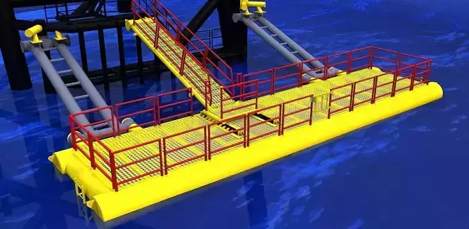 Offshore platform floating boat landing Free 3D model