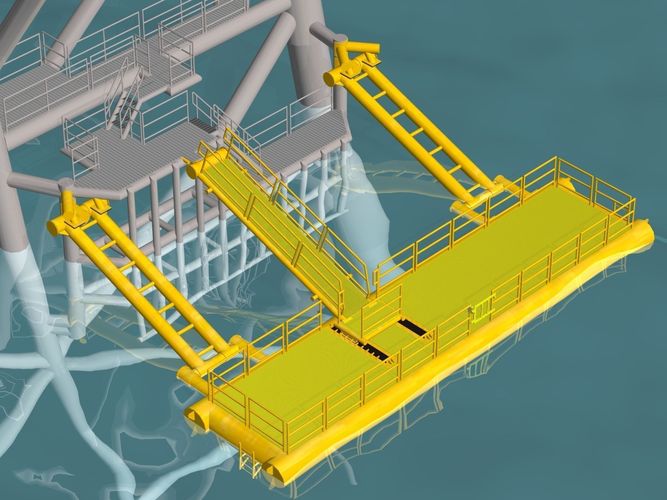 Offshore platform floating boat landing free 3D Model .dxf .dwg