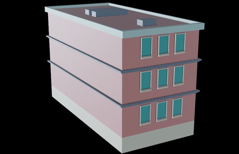 Stylized Building 3 - Mobile Game Asset Free low-poly 3D model_4