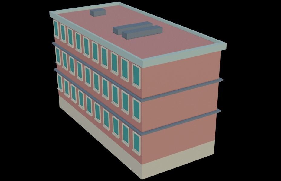 Stylized Building 3 - Mobile Game Asset Free low-poly 3D model_8