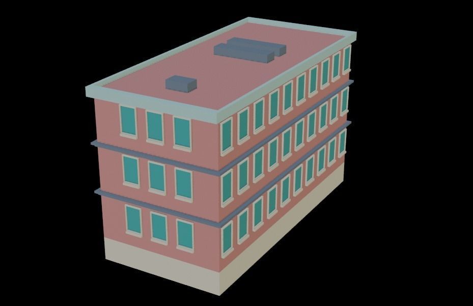 Stylized Building 3 - Mobile Game Asset Free low-poly 3D model_6