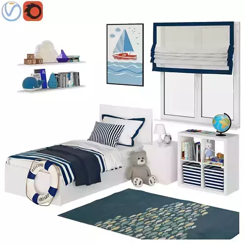 Universal children room Blue 3D model