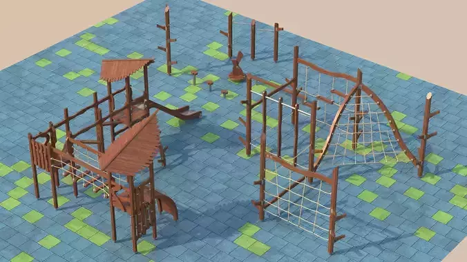 Modern wooden eco playground