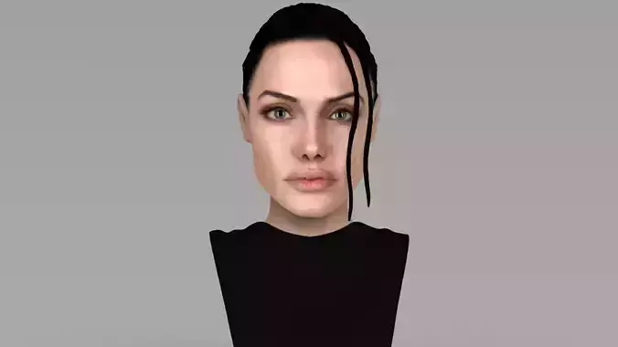 Lara Croft Angelina Jolie bust ready for full color 3D printing  3D print model