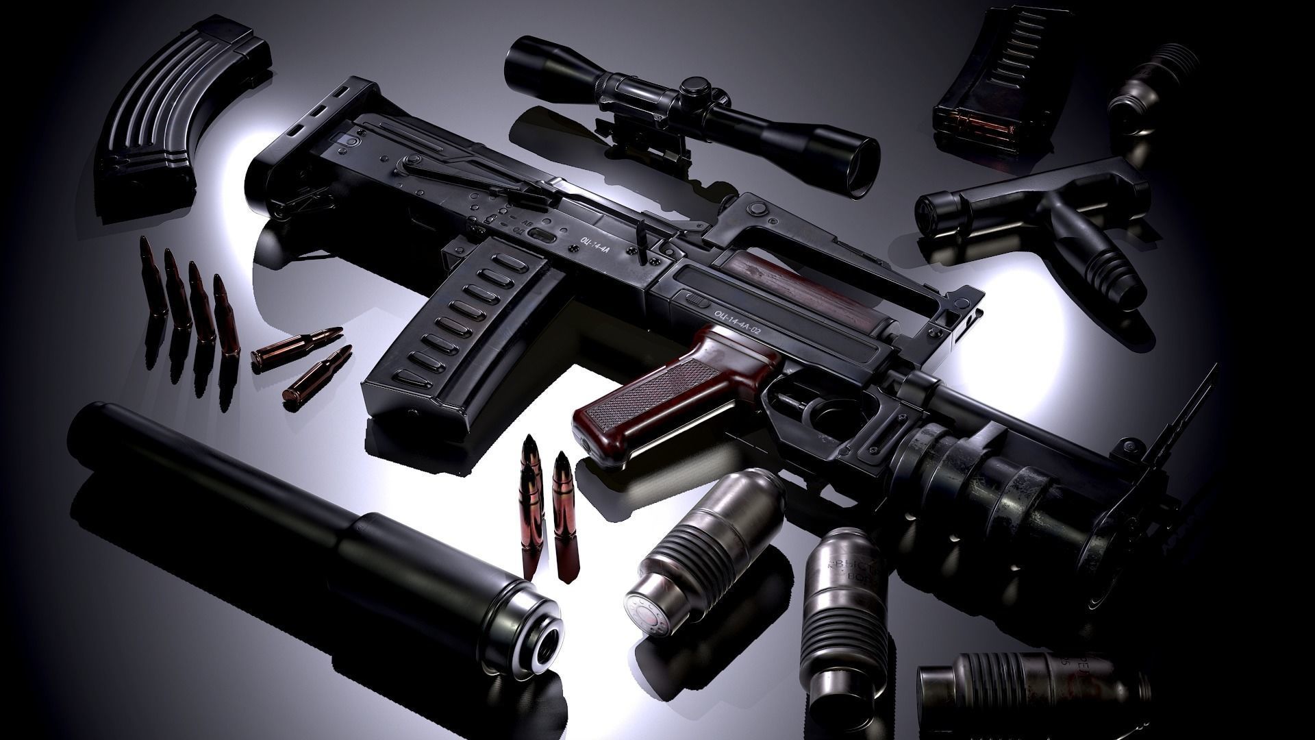 OTs-14 Groza Variants PBR Low-poly 3D model_1