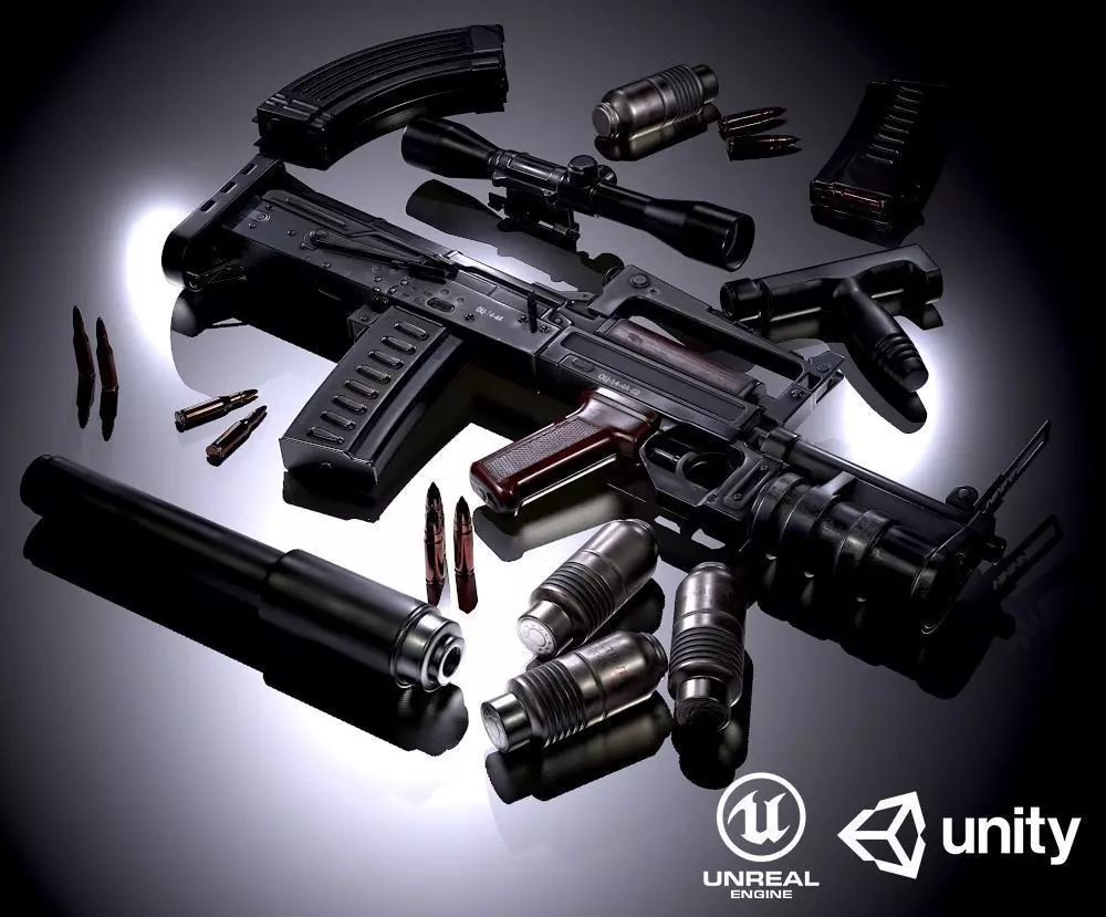 OTs-14 Groza Variants PBR Low-poly 3D model_0