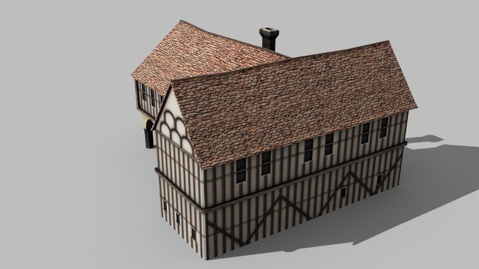 Town Hall Low-poly 3D model_2