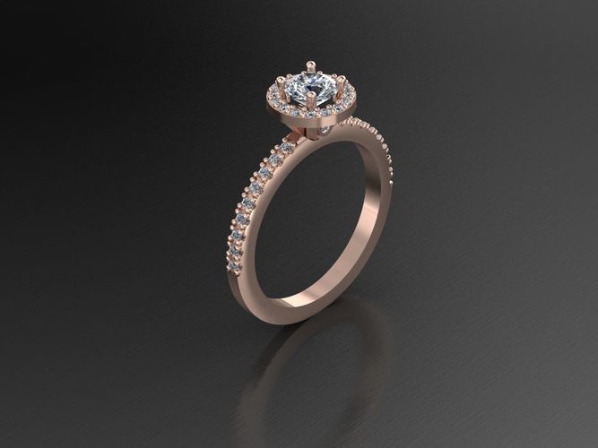 Halo ring with diamond 3D print model