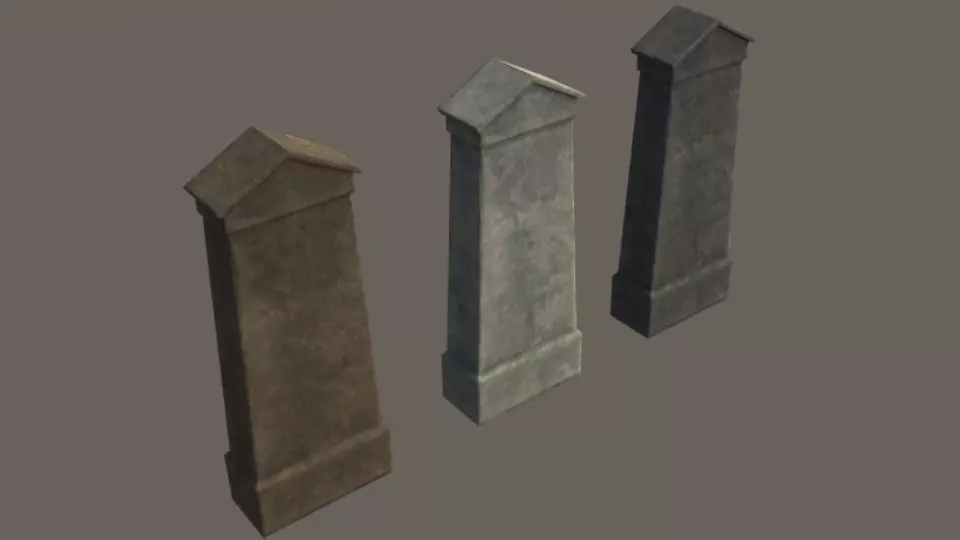 Grave 3 - PBR stone column Low-poly 3D model_0