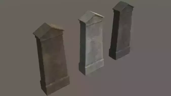 Grave 3 - PBR stone column Low-poly 3D model