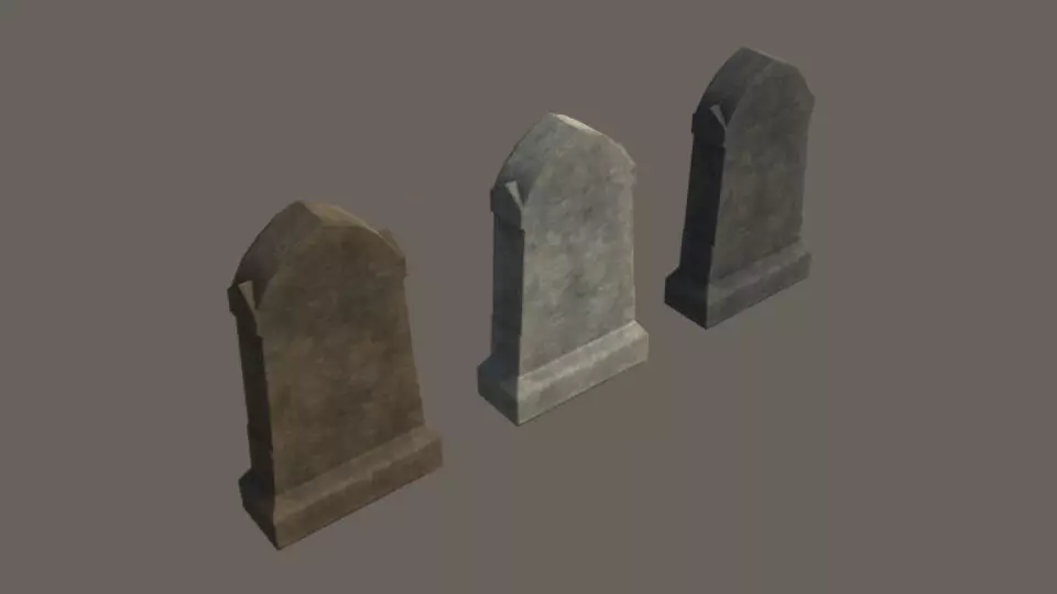 Grave 4 - PBR tombstone Low-poly 3D model