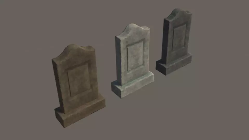Grave 5 - PBR gravestone Low-poly 3D model_0