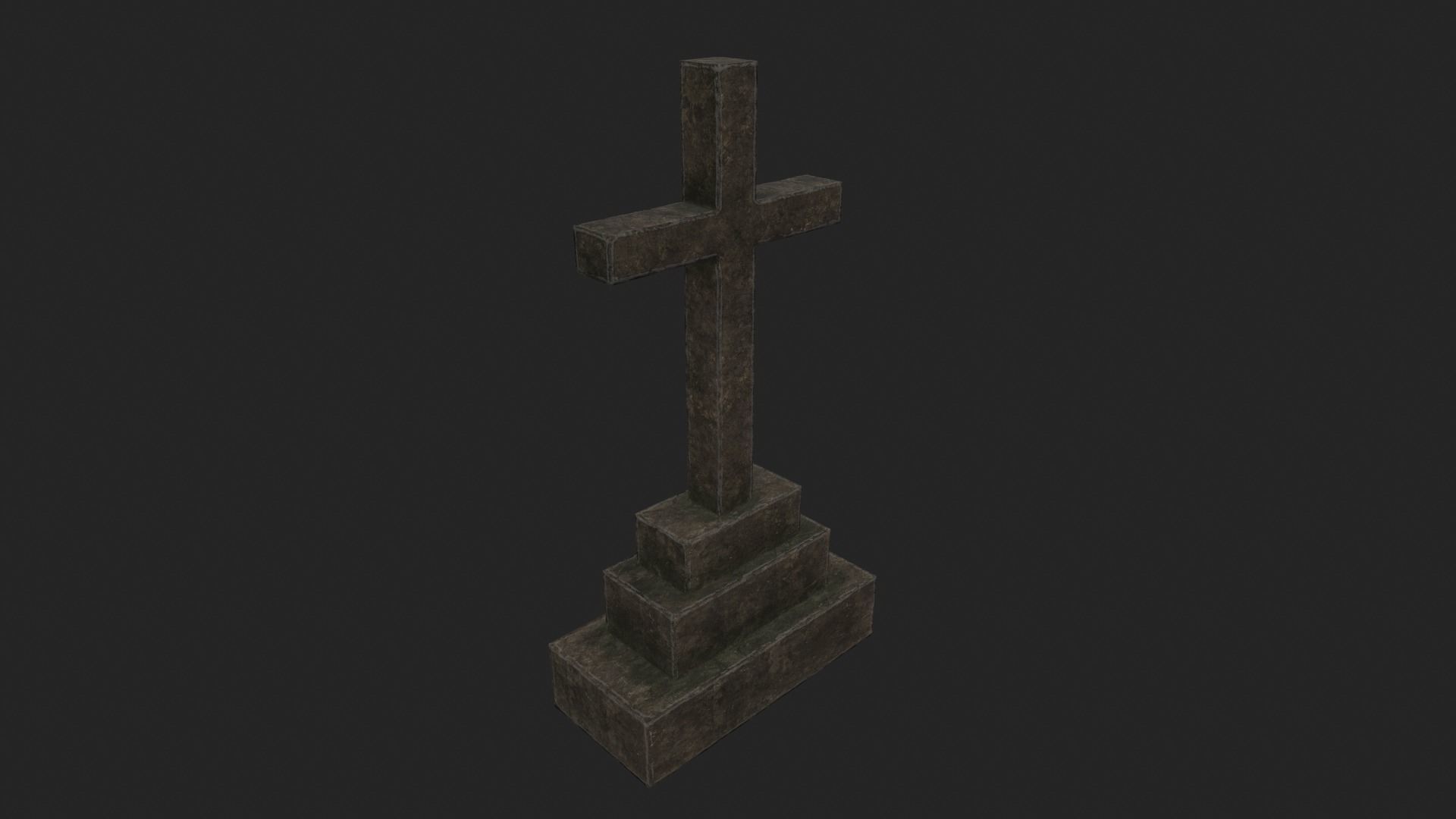Grave 6 - PBR stone cross Low-poly 3D model_4
