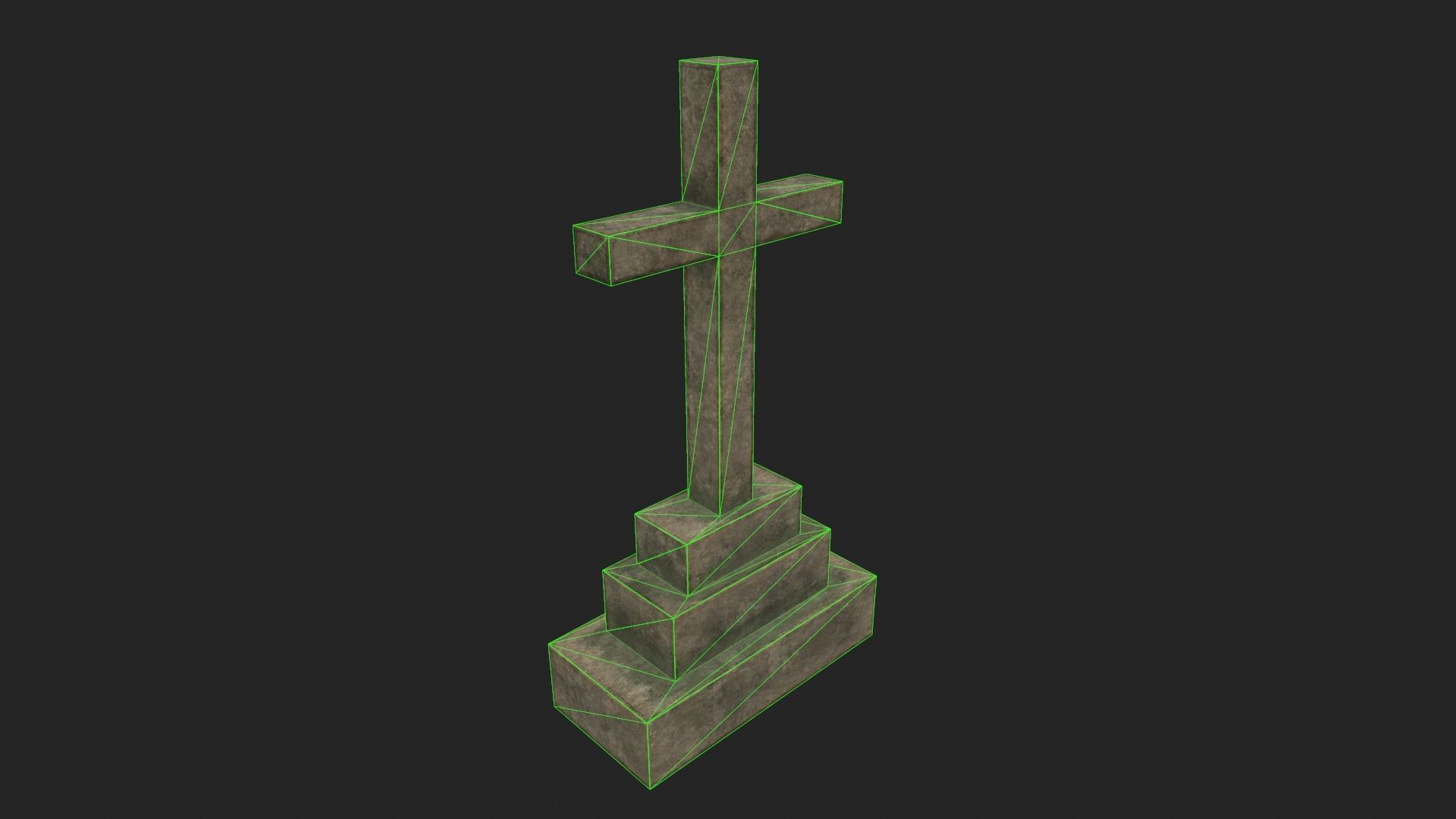 Grave 6 - PBR stone cross Low-poly 3D model_3