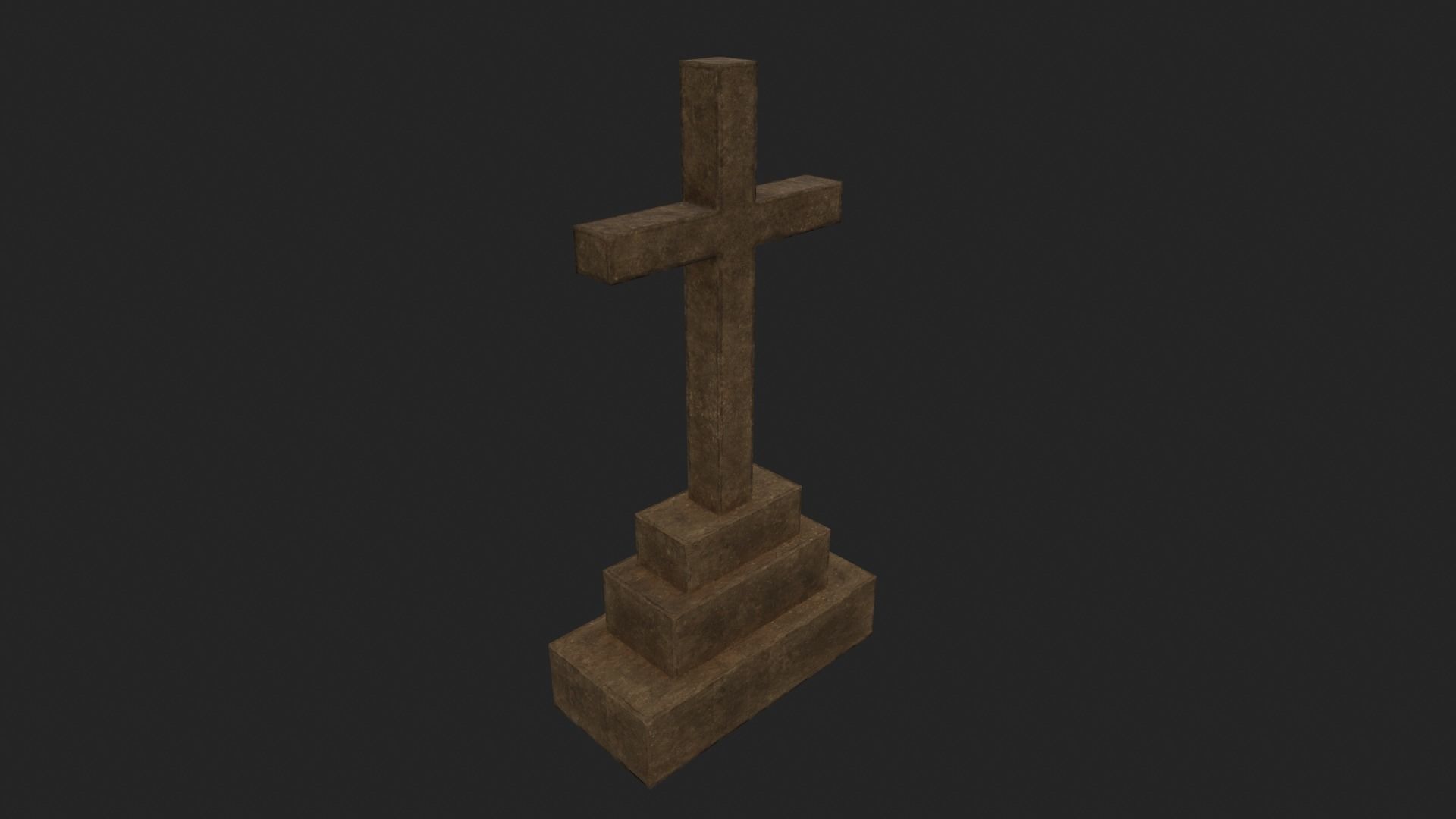 Grave 6 - PBR stone cross Low-poly 3D model_5