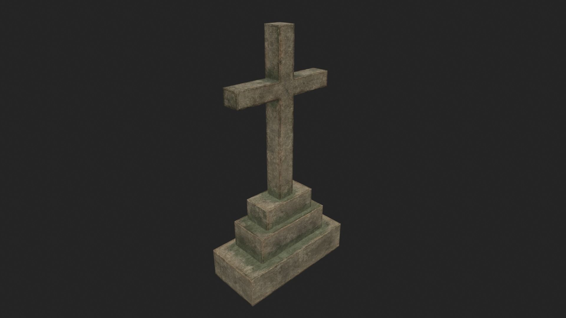 Grave 6 - PBR stone cross Low-poly 3D model_2