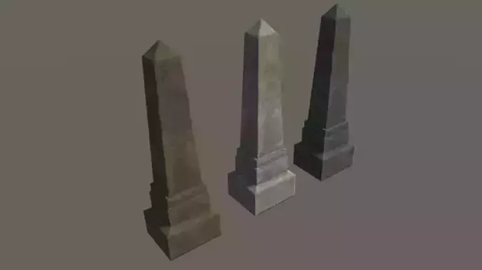 Grave 7 - PBR obelisk Low-poly 3D model