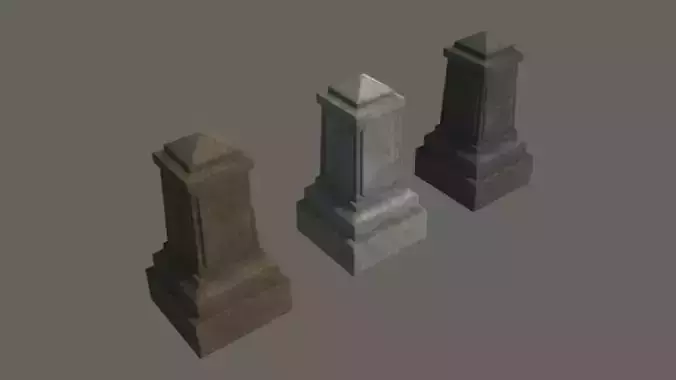 Grave 8 - PBR stone column Low-poly 3D model