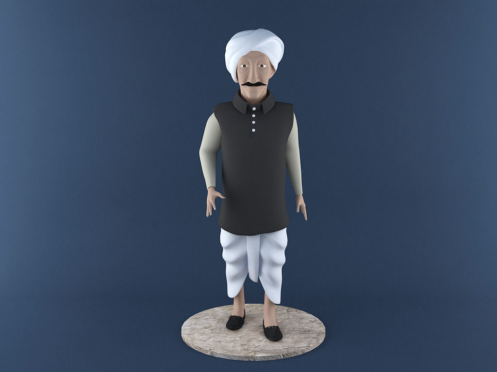 Indian Farmer 3D Printable Model 3D print model_3