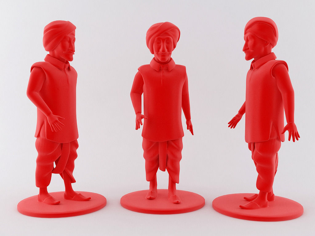 Indian Farmer 3D Printable Model 3D print model_8