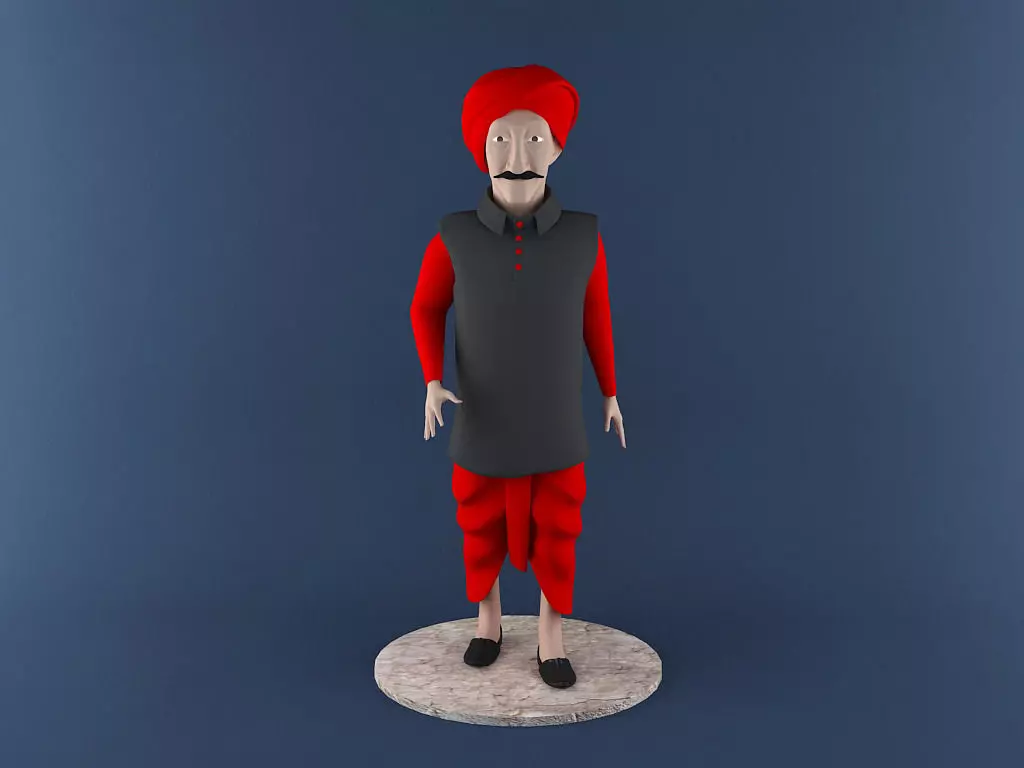 Indian Farmer 3D Printable Model 3D print model_0