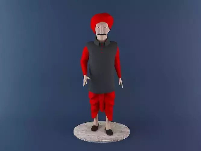 Indian Farmer 3D Printable Model 3D print model