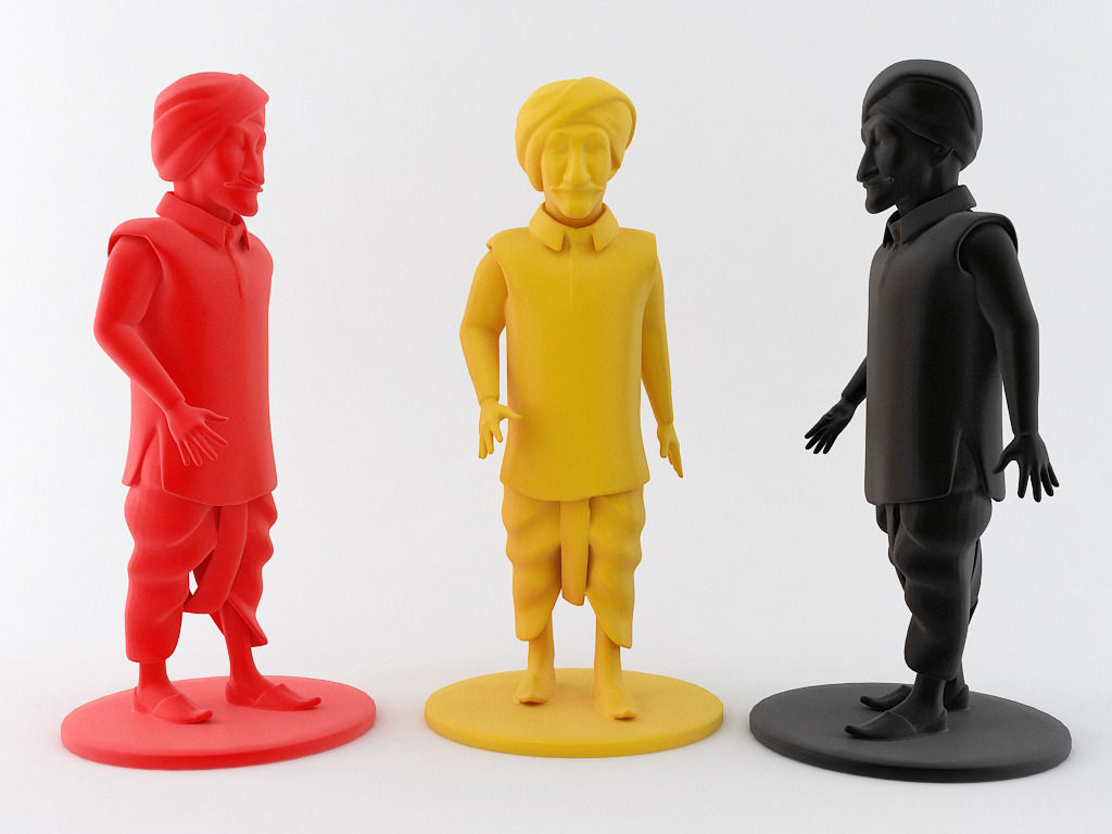 Indian Farmer 3D Printable Model 3D print model_7