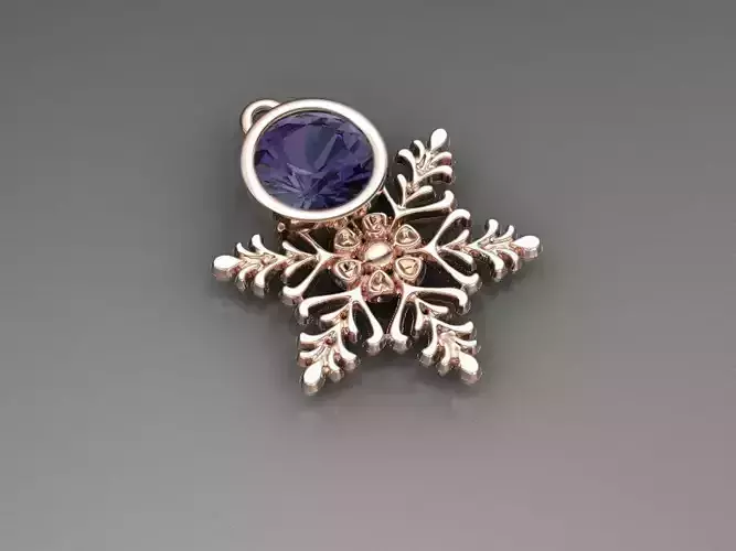 Unique Snowflake Pendant with Gem