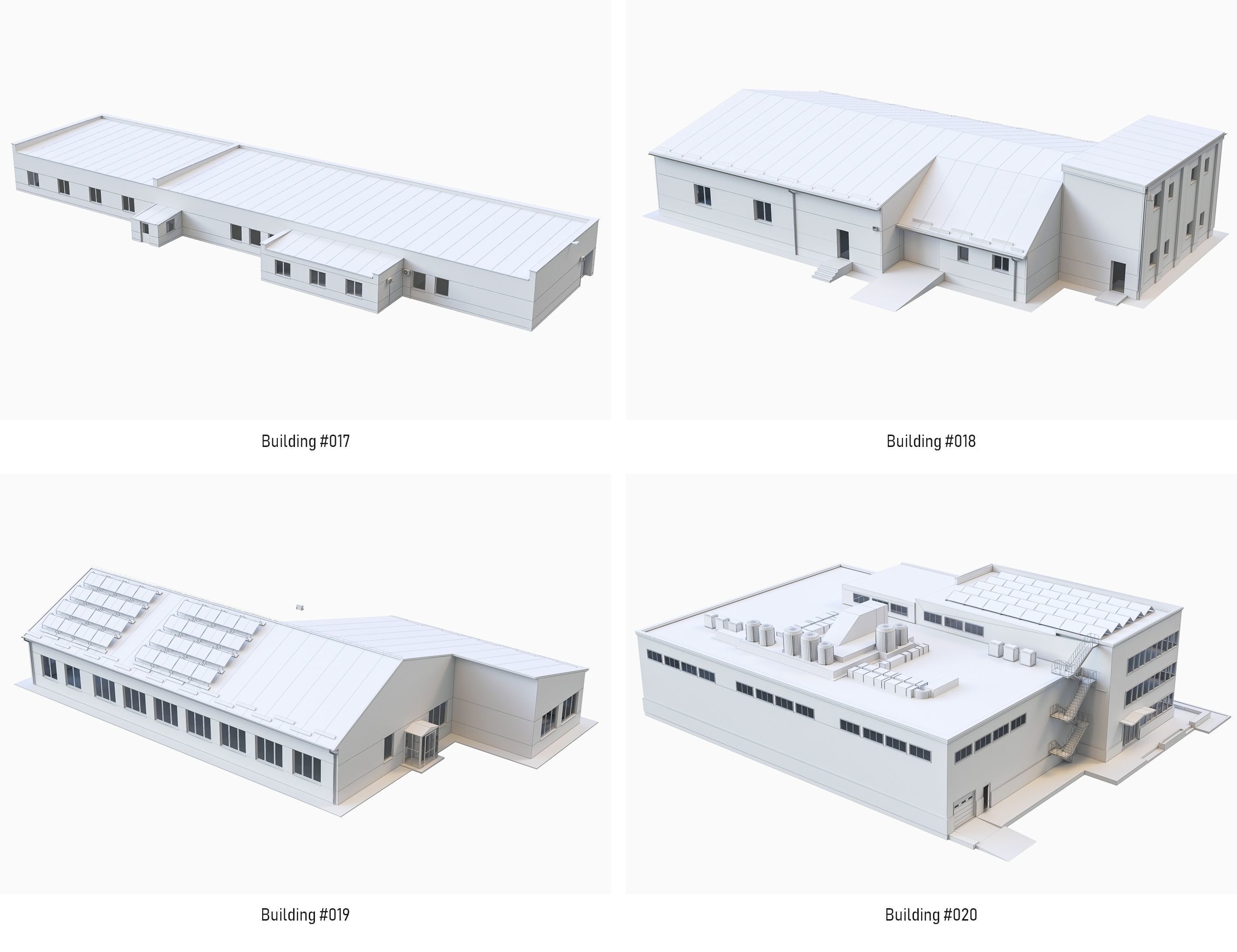 Industrial Buildings Collection Low-poly 3D model_4