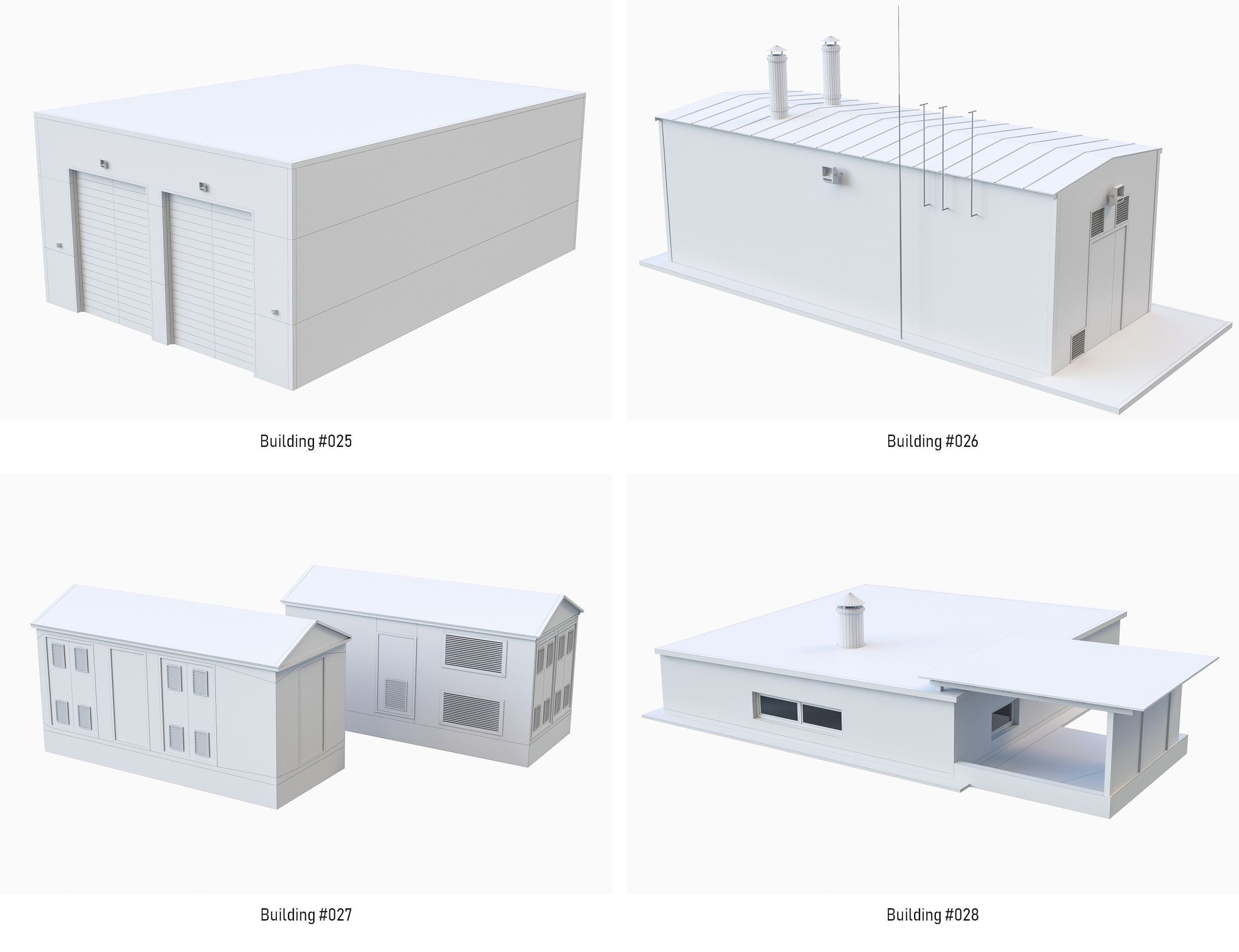 Industrial Buildings Collection Low-poly 3D model_7