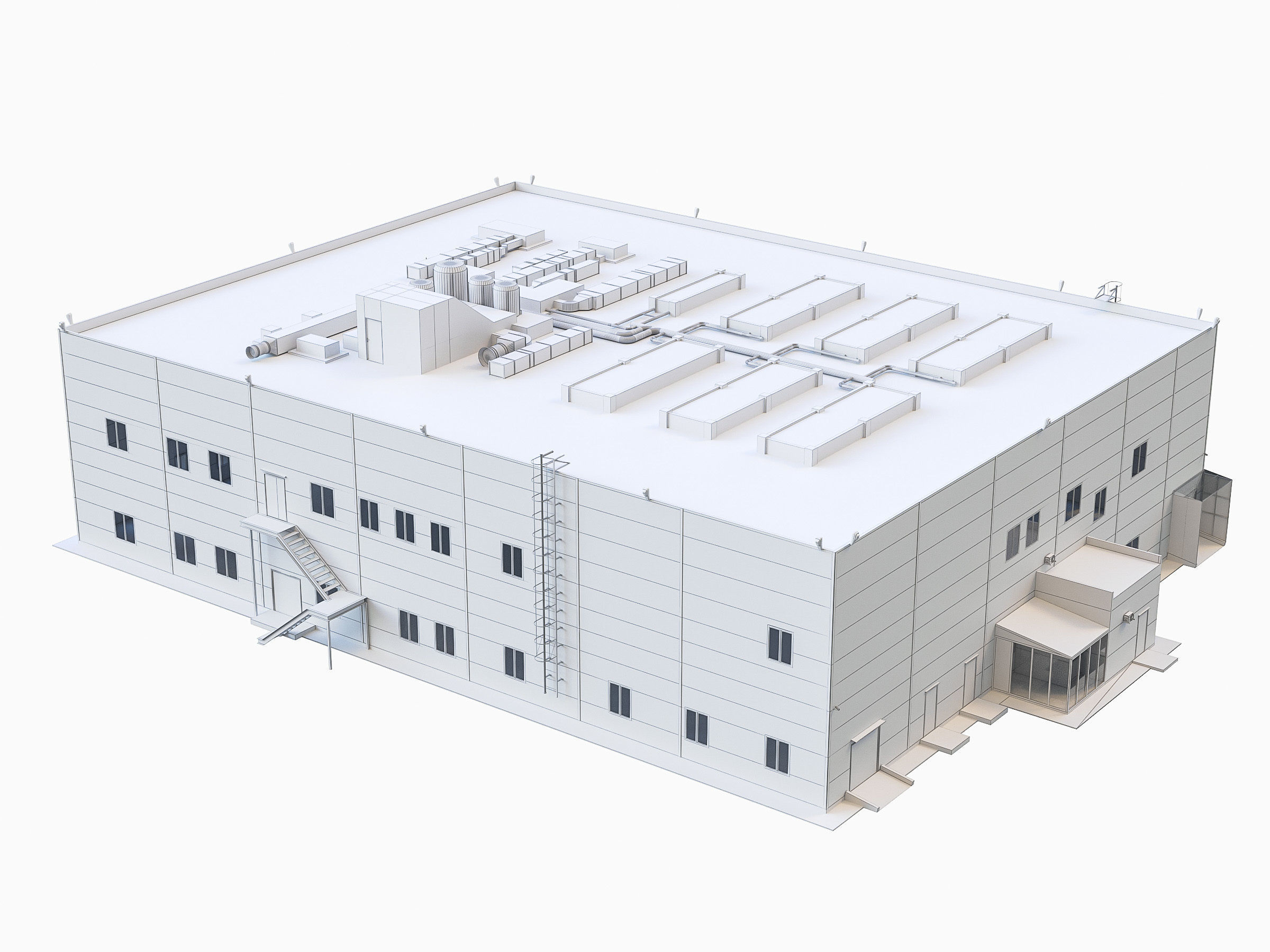 Industrial Buildings Collection Low-poly 3D model_18