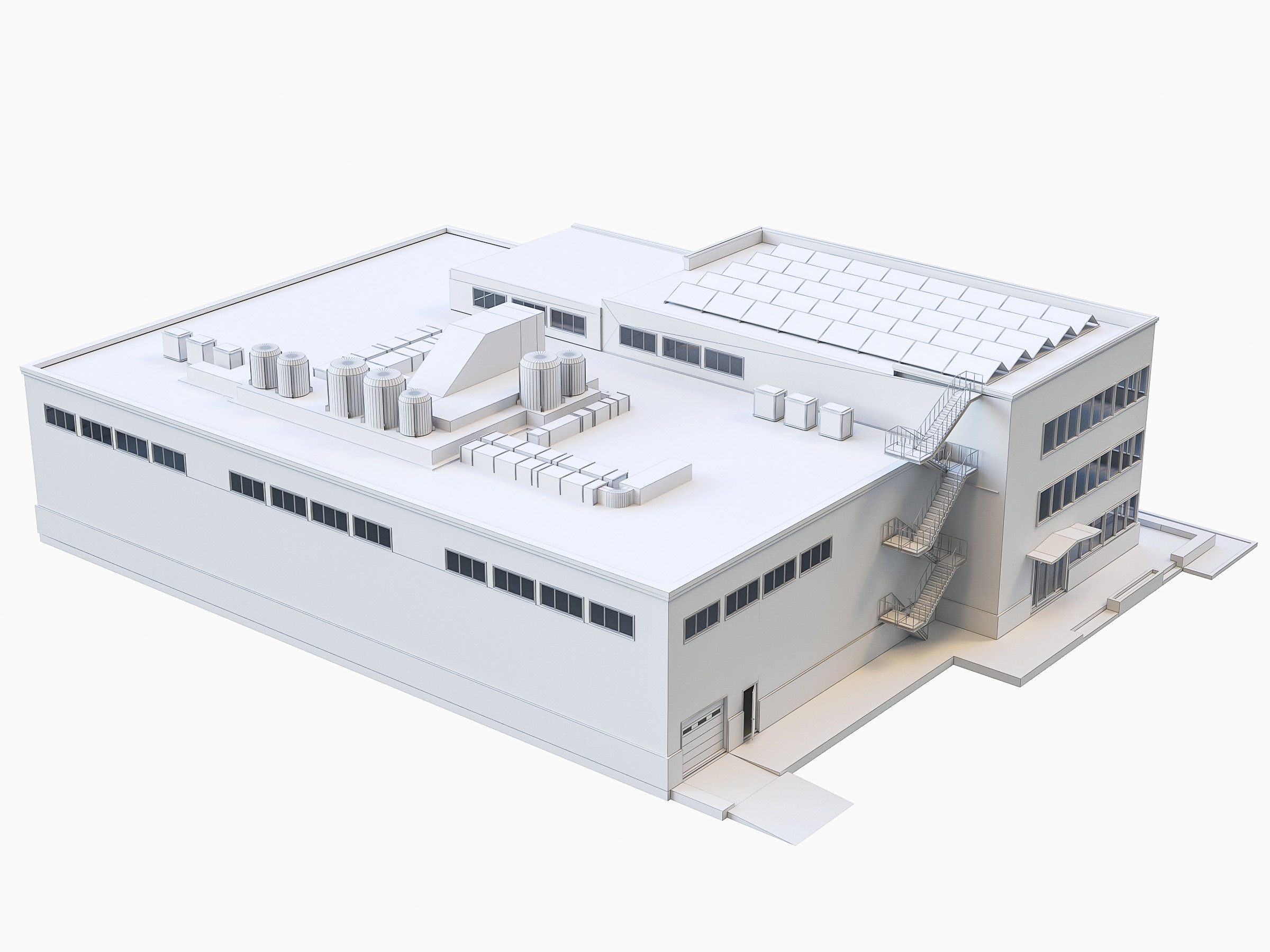 Industrial Buildings Collection Low-poly 3D model_29